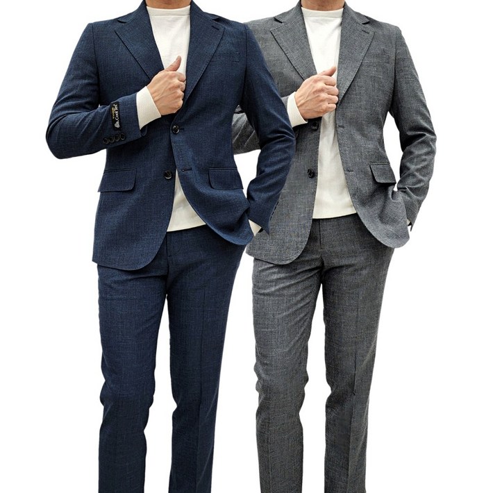 브랜드라인 남자 봄 가을 3컬러 싱글 울 세미 슬림핏 울텍스 스테치 수트 정장 세트