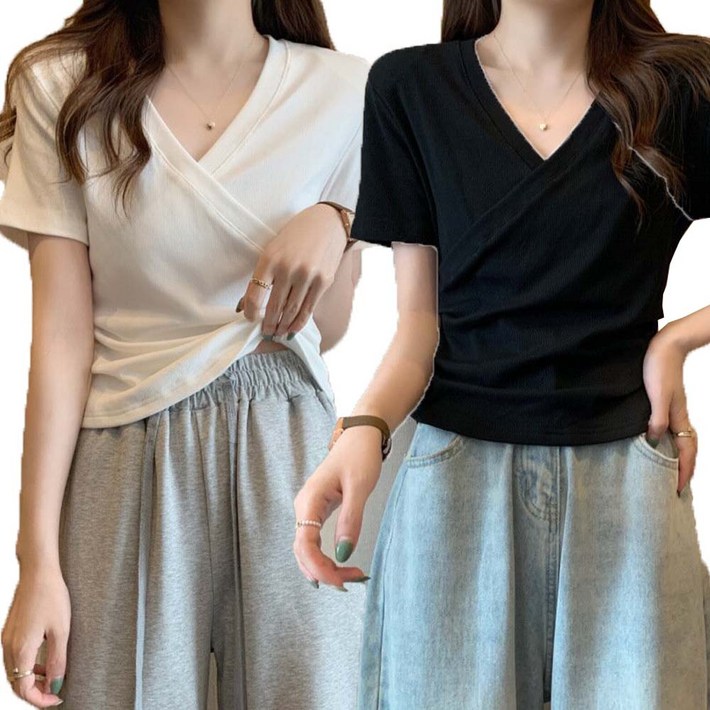 유스몰 11 여성 티셔츠 브이넥 반팔티