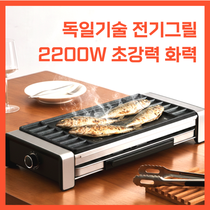 리오 독일기술 고기 굽는 전기그릴 바베큐 후라이팬 기계 불판 캠핑 삼겹살 생선구이기