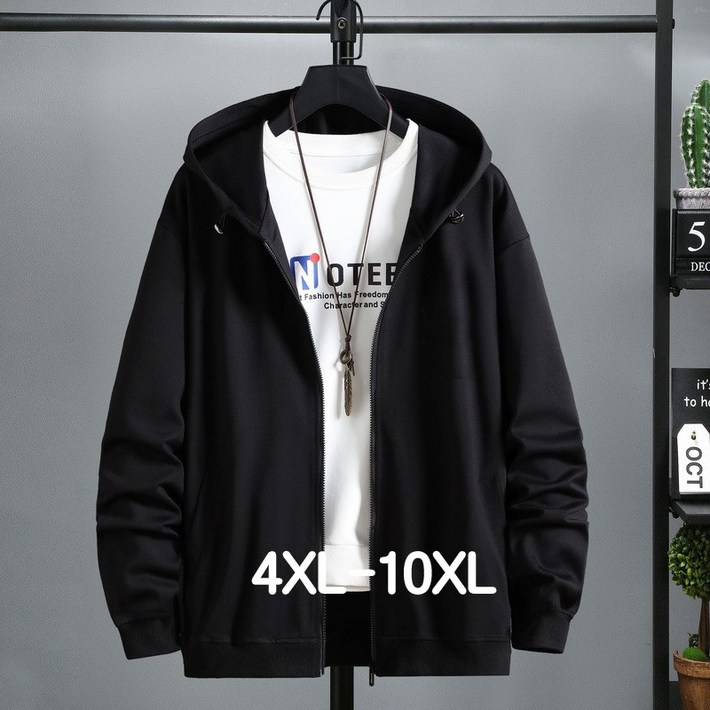 쥬엔리치 남자 빅사이즈 맨투맨 후드 집업 얇은 남성 후드티 4XL10XL