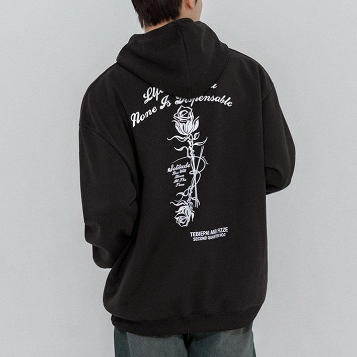 스몰더 남자 오버핏 플라워 후드 맨투맨 티셔츠 1730