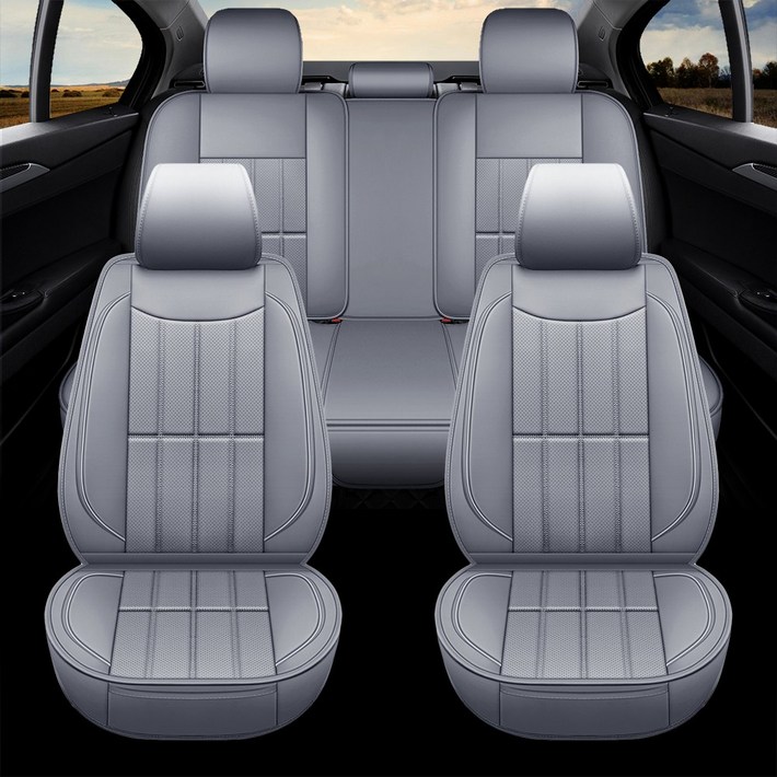 Novaseed 리무진시트커버, 통기 방수 방진, 합성 가죽 사계절용 자동차 시트커버, 대부분의 세단 및 SUV에 적합, Gray, 1세트