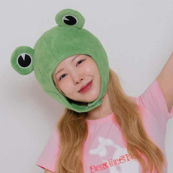 말랑마쥬 킹받는 우정 파티모자 할로윈 인생네컷 소품, 1개, 초록개구리