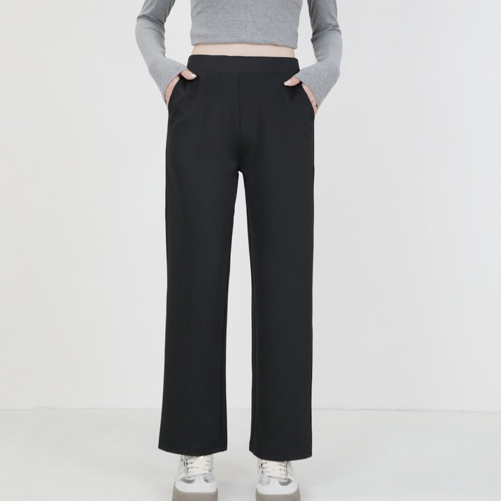 리치블랑 여성 밴딩 스판 슬림 일자 슬랙스 바지 숏롱 팬츠