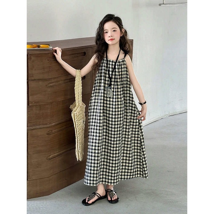 슈가푸딩 주니어 블랙체크롱원피스 초등학생 중학생 여아원피스 아동원피스 아동롱원피스 아동바캉스룩 휴가룩