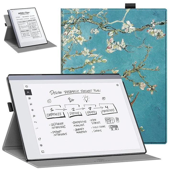Fintie Remarkable 2 디지털 종이 태블릿 10.3인치2020년 출시용 회전 케이스  360도 슬림 보호 스탠드 커버, 펜 홀더 포함, 1에는 맞지 않음, 블랙