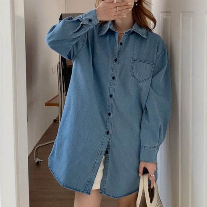 여유 넉넉한 핏 스타일리쉬 스탠다드 데님 원피스 ove2721WN
