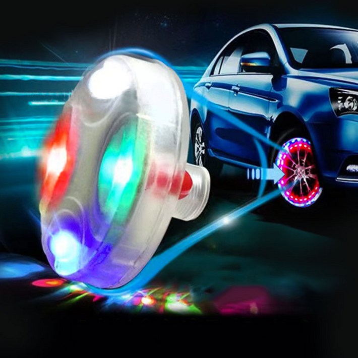Led 타이어 밸브캡 휠 라이트 방수 램프, 발광색, 4개