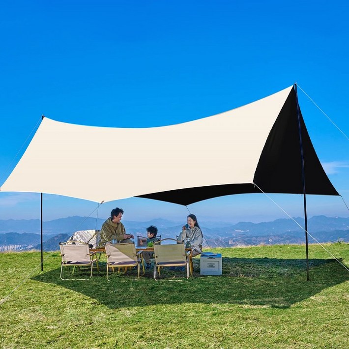 포령트레이드 블랙 코팅 렉타 타프 아웃도어 대형 캠핑 방수 그늘막 야외 사계절 텐트