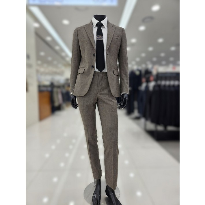 파렌하이트 24FW  베이지 멜란지 마이크로 조직물 정장세트 FJJ10