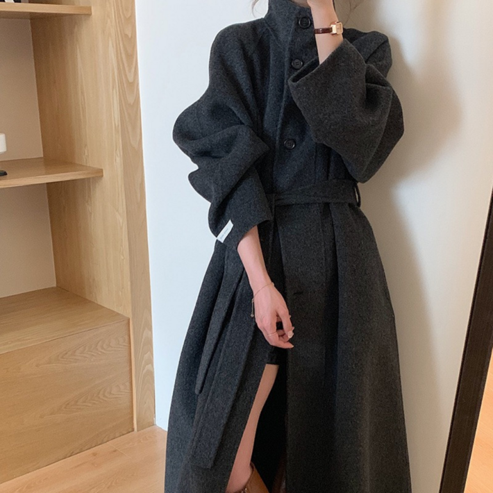 울 100 코트 여성 루즈핏 핸드메이드 34