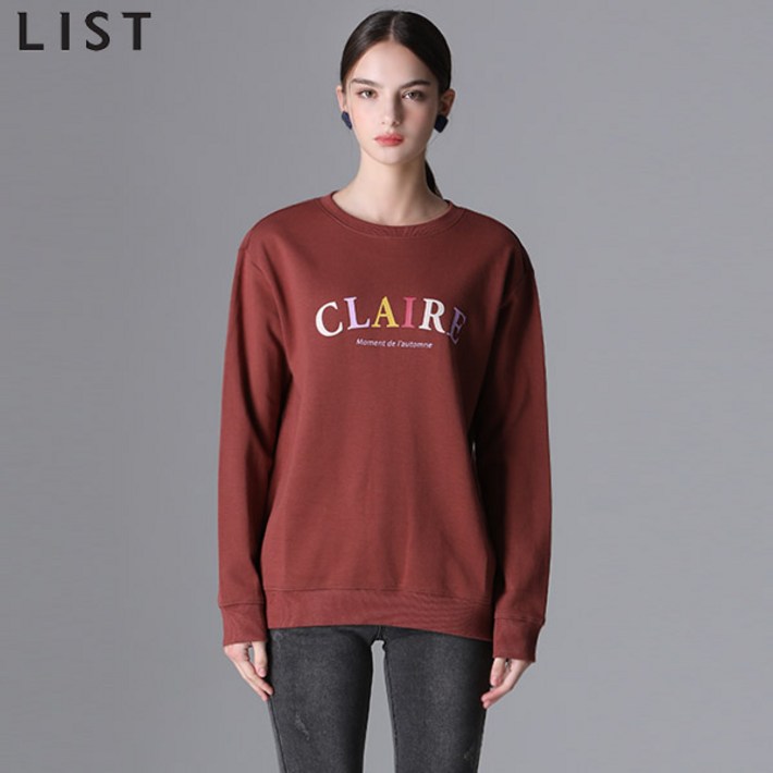 리스트LIST 클레어 레터링 코튼 맨투맨 티셔츠 택가격 118000원