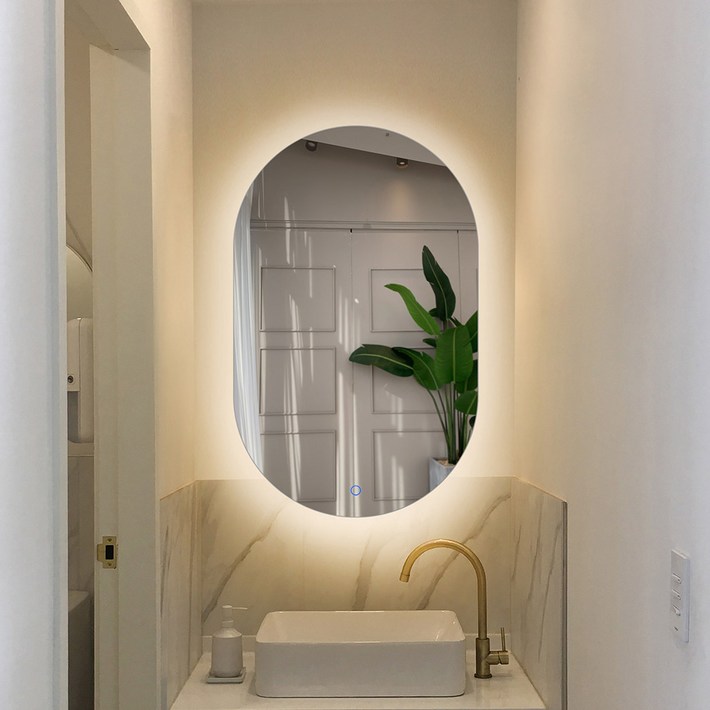 사는잼 LED 타원형 거울 간접 조명거울 인테리어 욕실 화장대거울 방습기능 KS인증 600×800