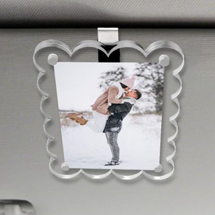 루이차량용사진걸이 차량용 사진 클립 6x9cm  자동차 선바이저 포토홀더, 물결 투명, 1개