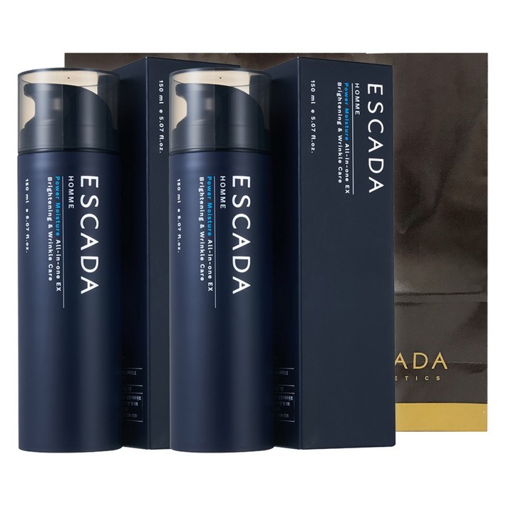 에스까다 옴므 파워 모이스춰 올인원 Ex 150ml 쇼핑백증정 남성 미백주름스킨로션에센스 올인원 화장품 대용량, 150ml, 2개
