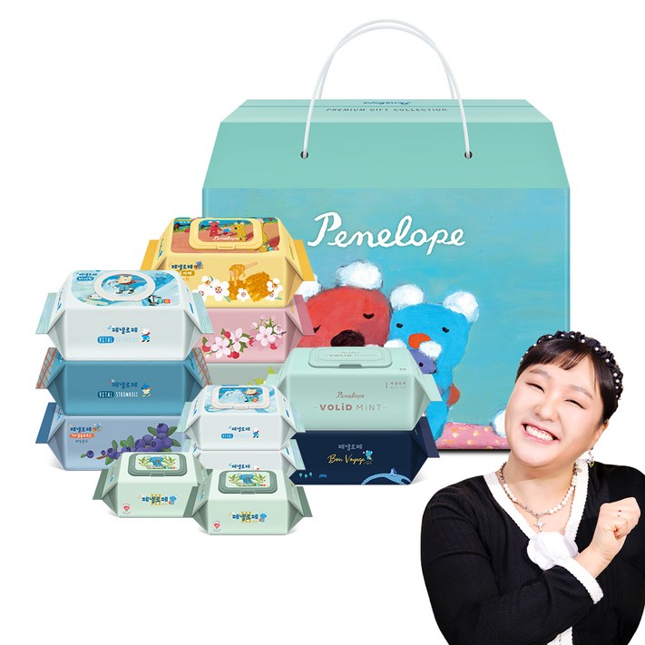 페넬로페 기프트 컬렉션 프리미엄 저자극 아기물티슈 12종 선물세트 캡형