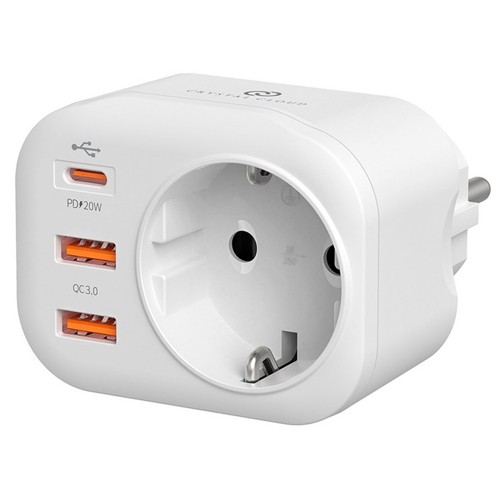 크리스탈클라우드 USB C타입 3포트 멀티 콘센트 1구 CC303, 70.5mm, 1개 크리스탈클라우드 USB C타입 3포트 멀티 콘센트 1구 CC303, 70.5mm, 1개