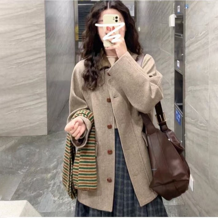 SENLU 작은 키의 고급스러움이 독특하고 너무 예쁜 숏 모직 코트 여 가을 겨울 2025 도톰한 코트