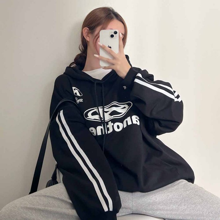 데일리 꾸안꾸 루즈핏 y2k 스포티한 배색 오버핏 박시한 언아더 후드티셔츠4color