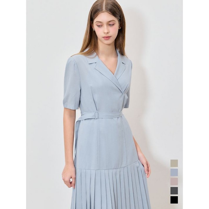 쉬즈미스 고감도 플리츠 믹스스플릿 카라 원피스 택가격 378000원