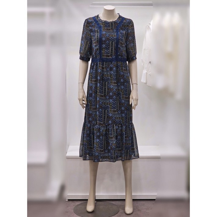 프렐린 레이스 뒷리본 쉬폰 프린트 원피스 RJO252130