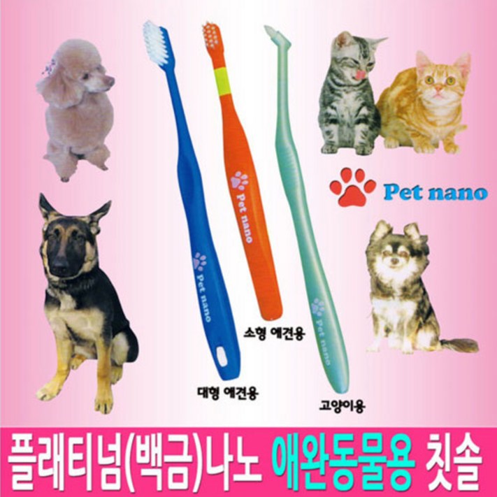 [일본직수입] 애완용 강아지 고양이 치약이 필요없는 백금나노 칫솔, 1개, 소형견칫솔