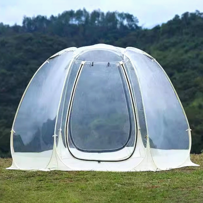 울프피크 투명 PVC 텐트 원터치 쉘터 바람막이 캠핑 대형 동계캠핑 야외 천막 방수, 00I문그레이