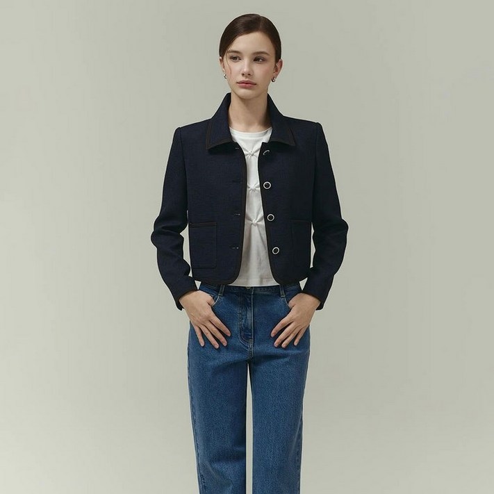 100정품 잇미샤 여성 자켓 스탠카라 컬러트리밍 트위드 ITP4WJK010 퇴근 어깨