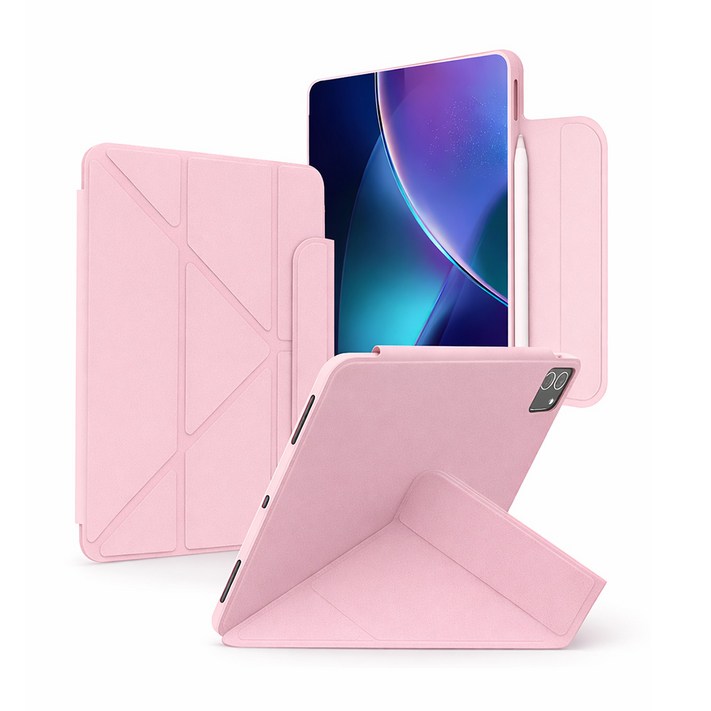 렉스 온오프 가로 세로 거치 펜슬거치 충전 태블릿 케이스 아이패드 갤럭시탭, 1개, 그레이