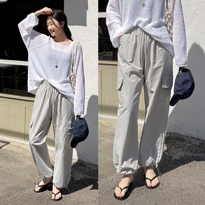 데일리앤 제디 여성 바스락 밴딩 조거 투웨이 스트링 카고 팬츠 봄 여름 가을