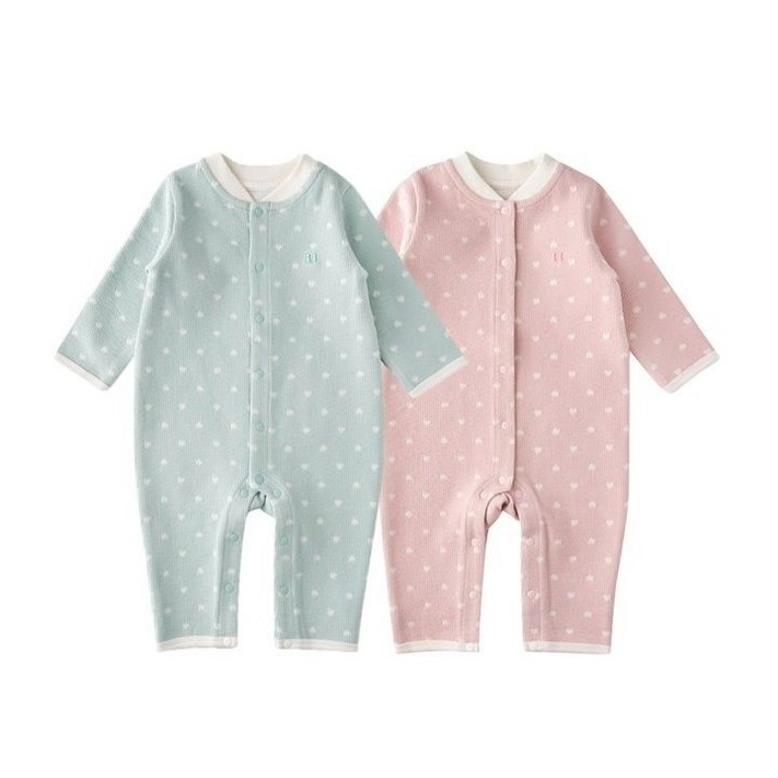 백화점 정품 밍크뮤 아기 우주복 하트 출산백일돌선물