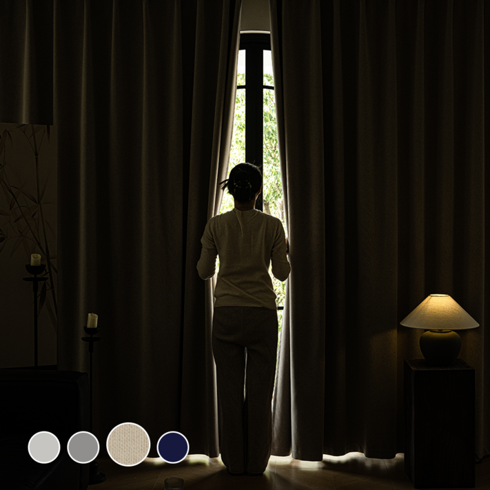 11 HOMEY NEST 밝은색상 100 완벽 빛차단 암막커튼 호텔식 방풍 암막 린넨커텐 아일렛형