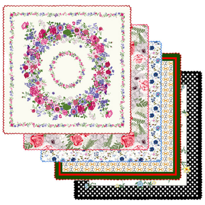 국내생산  손수건 10개 엠보큐티  플라워 수채화 클래식 패턴  단체 손수건  꽃무늬