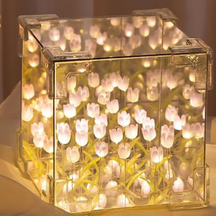 투데이리빙 11 LED 튤립 무드등 DIY 키트 20송이 큐브형 건전지 포함 플라워 생일 이벤트 인테리어 장식 수면등 취침등 수유등 셀프 무드 조명 만들기