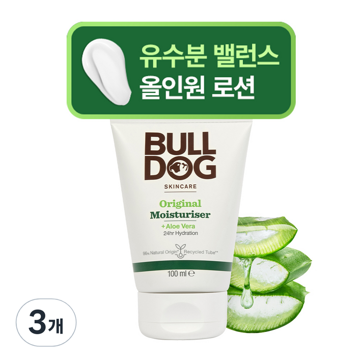 불독 오리지널 모이스처라이저 알로에 진정 남성 올인원 로션, 100g, 3개 불독 오리지널 모이스처라이저 알로에 진정 남성 올인원 로션, 100g, 3개