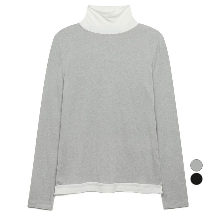 나이스클랍 여성용 배색 목폴라 티셔츠 A244PWT902