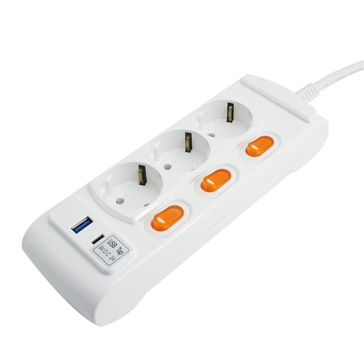 거성산업 개별스위치 USB C타입 멀티탭 3구 GSMUSB316AHDP  안전캡 2P