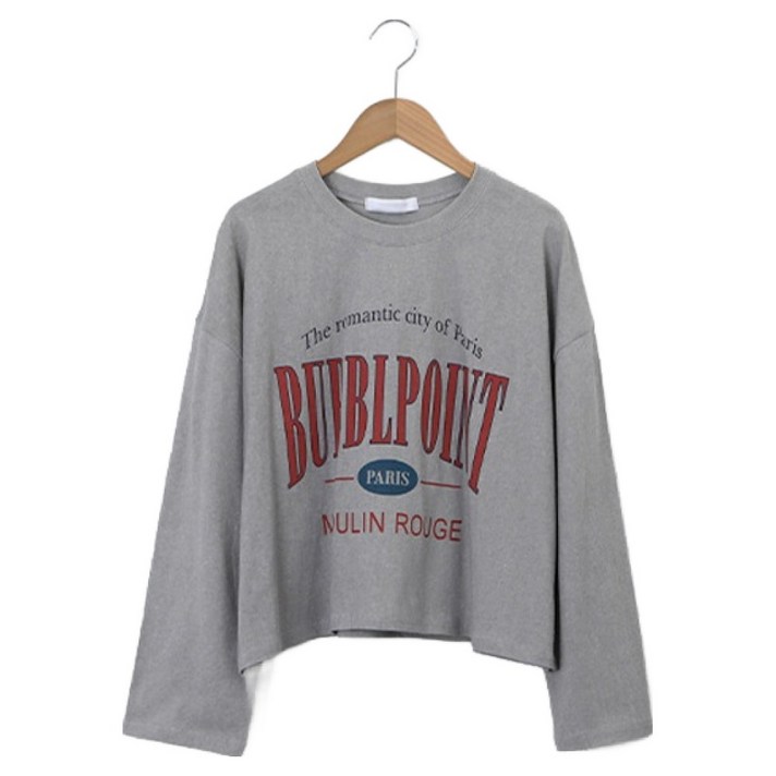 피핀 여성용 루즈핏 세미크롭 빅레터링 코튼티 112849