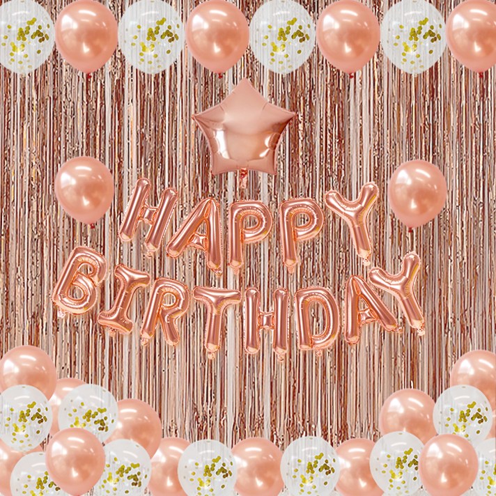 코멧 핑크 생일풍선 가랜더 세트 코멧 핑크 생일풍선 가랜더 세트