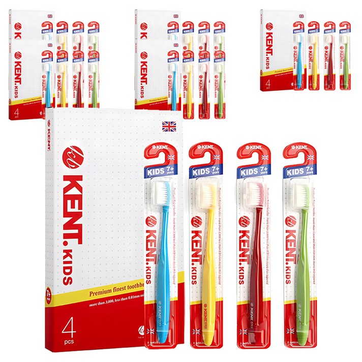 켄트 어린이용 칫솔 세트, 혼합색상, 4개입, 6개