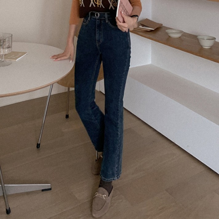 큐니걸스 여성용 5 155Line 탄탄스판 부츠컷 데님 팬츠 일반버전