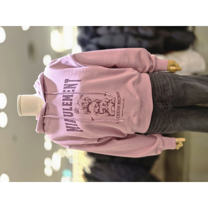 플라스틱아일랜드 고양이 크롭 후드 티셔츠 PQ4CL064