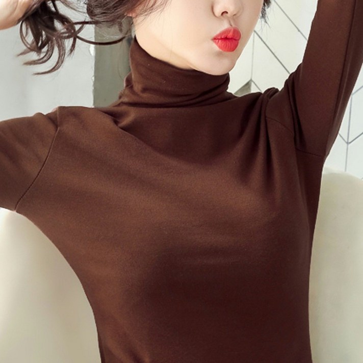 라오판 111 여성 따뜻한 하이넥 목폴라 슬림핏 긴팔 3p