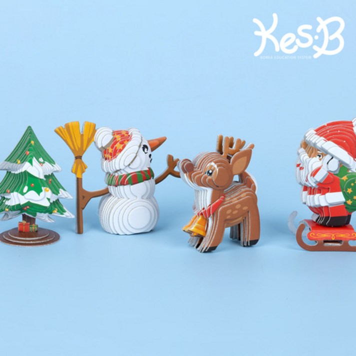 캐스비 아트스쿨 팝피입체만들기 크리스마스 4종1214set 페이퍼토이 종이모형만들기