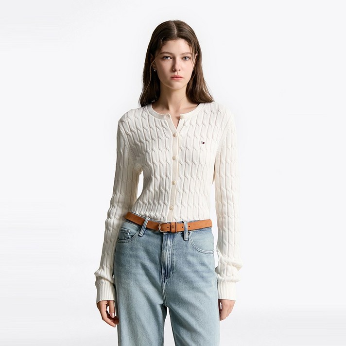 타미힐피거 크루넥 케이블 가디건 T22F6KCD032WT2YA8