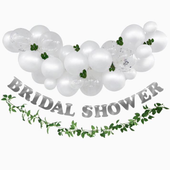 브라이덜 샤워 화이트 풍선 가랜드 세트 홈 파티 용품 장식 소품, BRIDAL SHOWER 가랜드 화이트 벌룬 세트, 1세트 브라이덜 샤워 화이트 풍선 가랜드 세트 홈 파티 용품 장식 소품, BRIDAL SHOWER 가랜드 화이트 벌룬 세트, 1세트