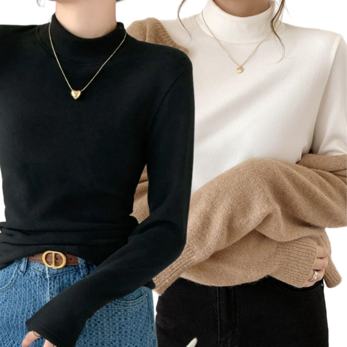 쁘띠엘라 여성 반목티 목폴라 긴팔 티셔츠 11