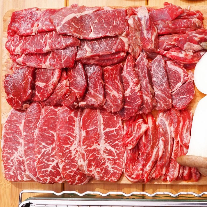 배터지는 소고기 모듬세트 가성비,프리미엄,실속,특수부위 800g1kg 택1, 실속갈비살토시살부채살우삼겹 총 800g, 1세트