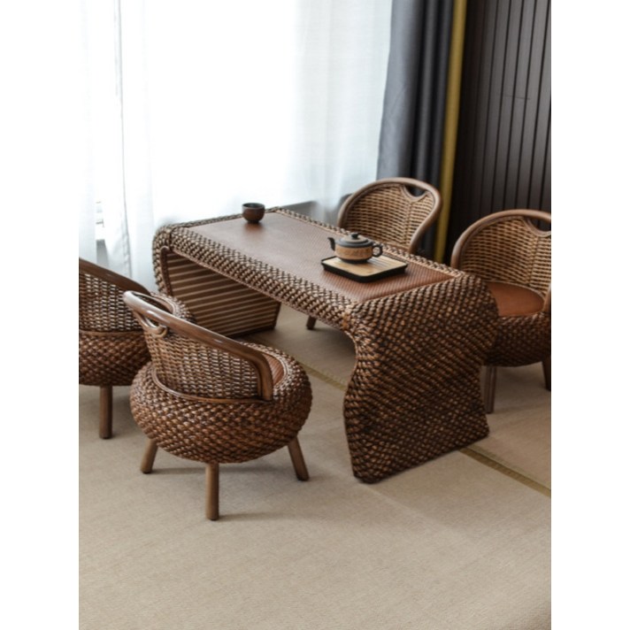 라탄 접이식 테이블의자세트 2인용 소형 홈카페 아파트용 캠핑 레저 활용 테이블세트