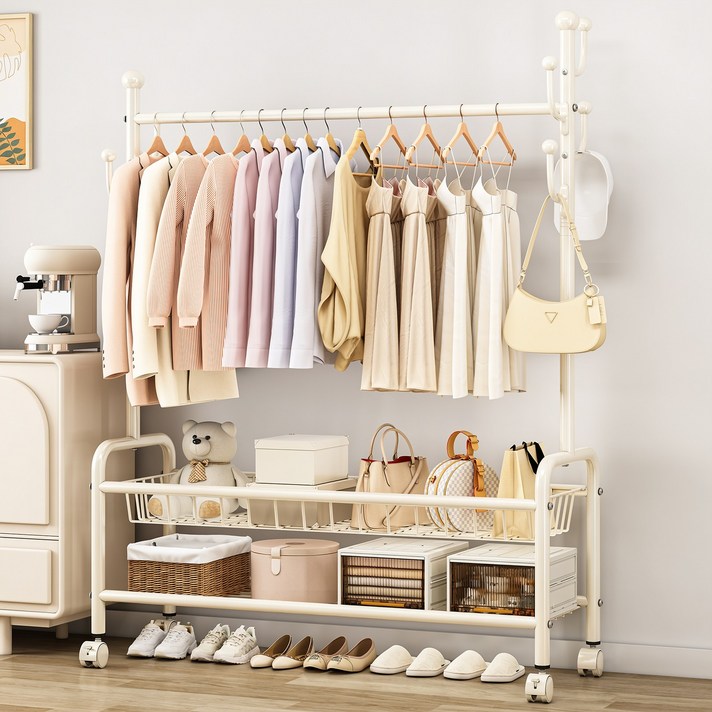 Kipnos 행거 이동식행거 스탠드 옷걸이행거 이동식 튼튼한행거 스탠드행거 철제 다용도, 화이트